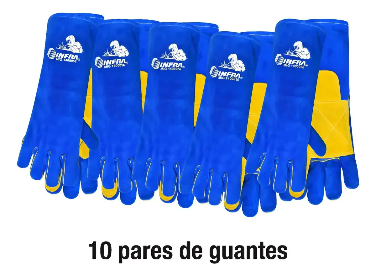 Kit de luvas de soldagem reforçadas Mig Infra Bicolor, 10 pares