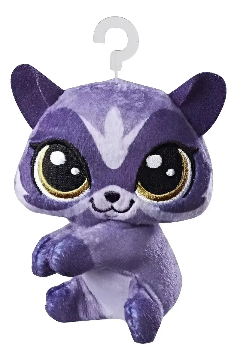 Mini pelúcia Littlest Pet Shop Scoot Racooner com clipe de 11 cm roxo