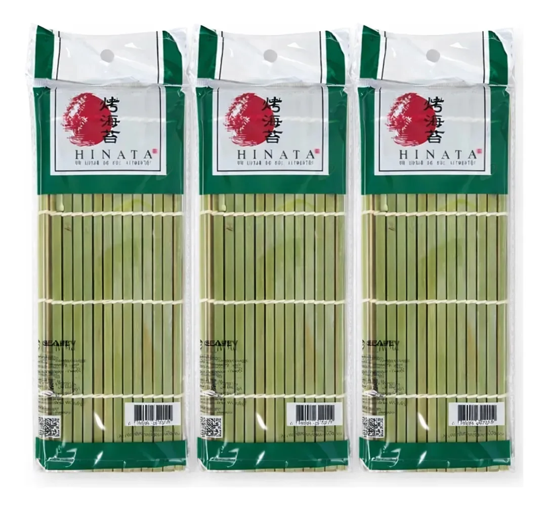 Kit 3un Esteira Para Sushi Sudare Bambu 24x24 Enrolar Sushi