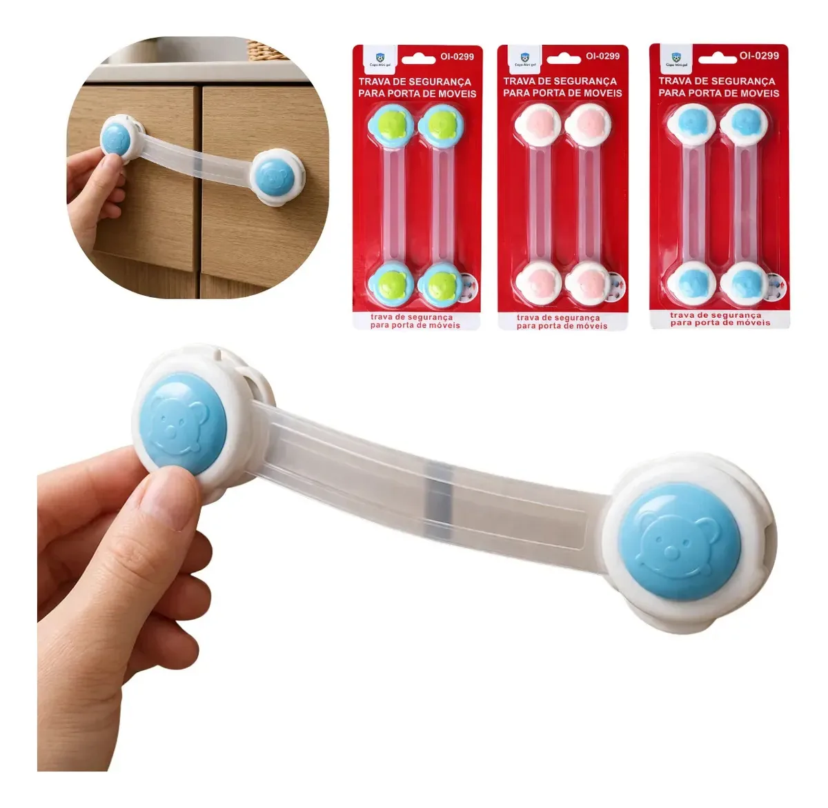 Kit 2 Trava Gaveta Armário Segurança Bebê Proteção Infantil Kit 02 Sortido