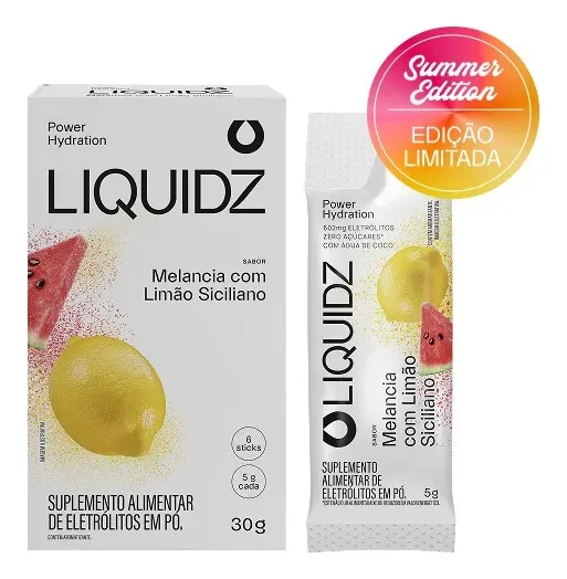 Liquidz Eletrólitos Zero Açúcar Melancia Com Limão 6 Sachês