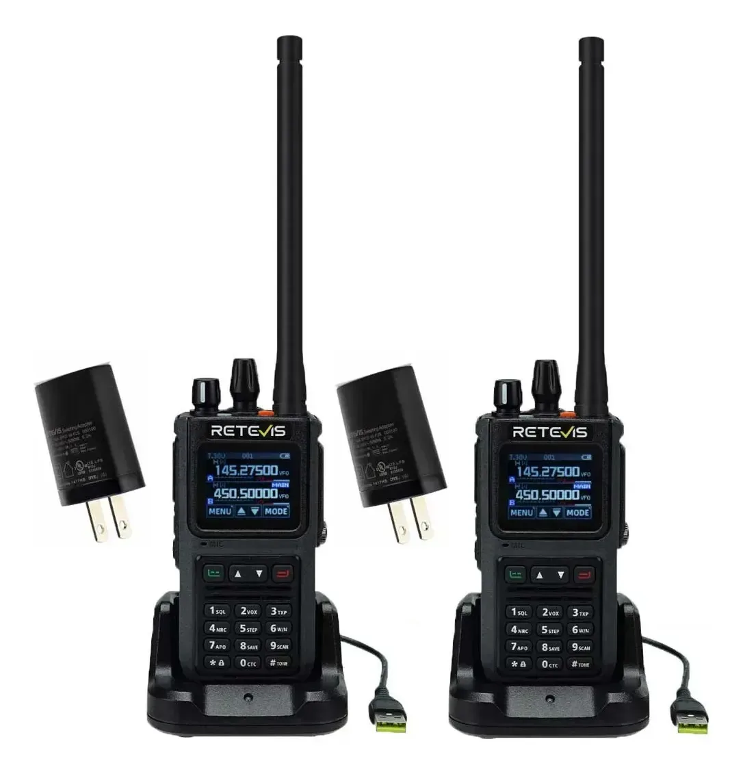 2 Rádios walkie-talkie submersíveis Ip67 Retevis C1 de 5w UHF VHF VHF submersíveis Ip67 compatíveis com frequências copiadas Kenwood Motorola Baofeng