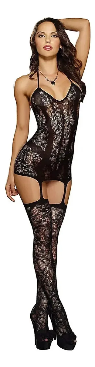 Vestido Georgex Trinidad Halter Garter com meia-calça anexada, camisa corporal, roupa de dormir e lingerie