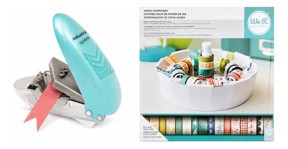 Kit Washi Tape Organizador 16 Fitas + Furador Chomper We R