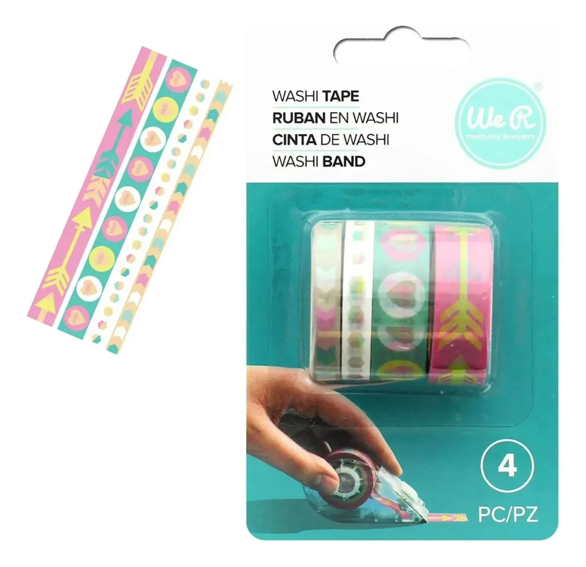 4 fitas adesivas de cor pastel Washi Tape Decora Pega