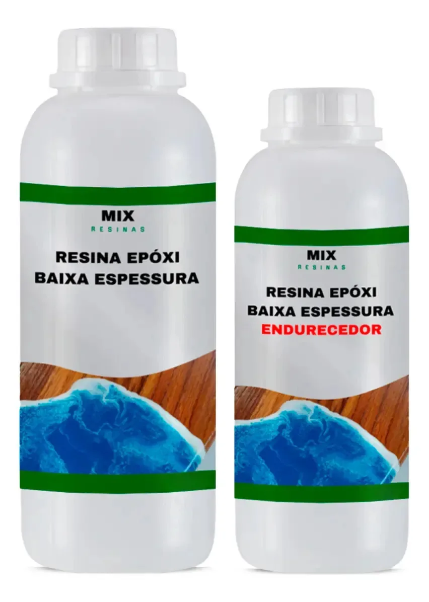 Resina Mix Epóxi Baixa Espessura 500g Translúcida