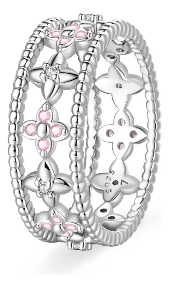 Anel feminino 925 Hollow, prata esterlina, cor C, tamanho 8