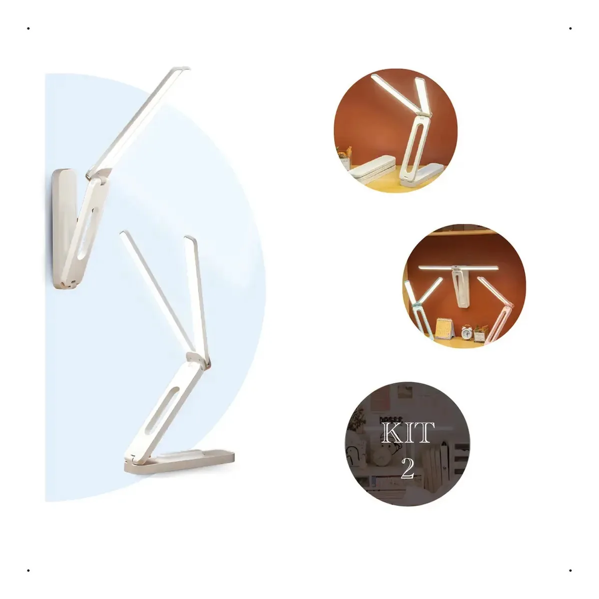 Kit 2 Luminária Articulada C/ 2 Aberturas Led Abajur De Mesa