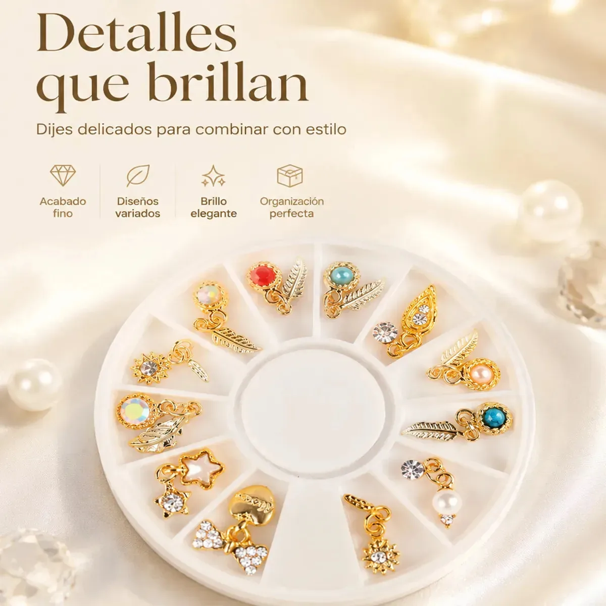 12 peças de minidisco com franjas de liga dourada JOYGOD, acessórios com pingente de folha de penas, enfeite giratório para arte de unhas, brincos e pulseira, acessório feito à mão para criadores e...