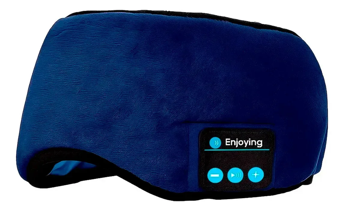 Máscara Dormir Fone De Ouvido Bluetooth Musica Tapa Olho Cor Azul