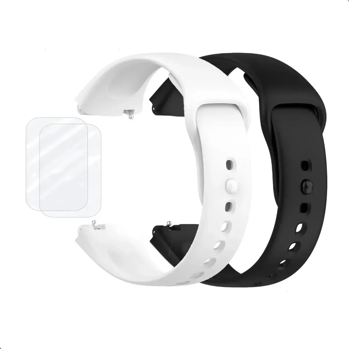 2 Pulseiras Para Xiaomi Redmi Watch 3 Active + 2 Películas Preto/branco