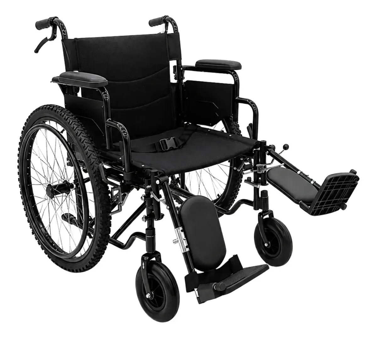 Elevador de pernas pneumático off-road reforçado preto para cadeiras de rodas