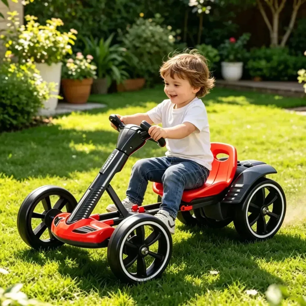 Kart infantil leve e elétrico dobrável sem instalação vermelho
