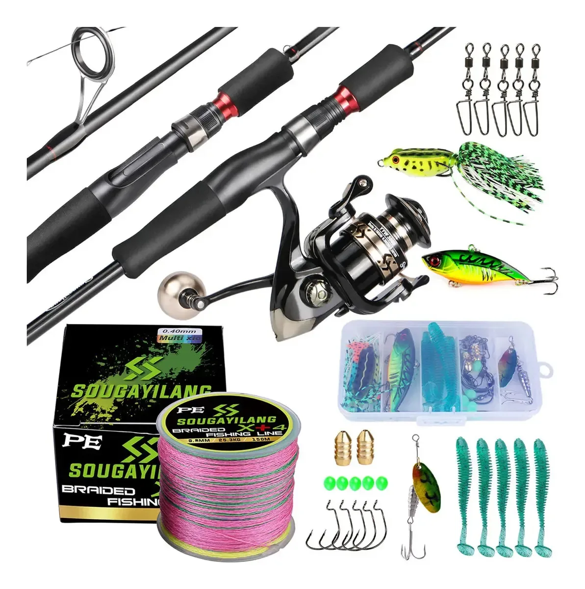 Vara De Pesca Completo 1,80m+ Molinete E Linha + Acessórios Cor Dourado