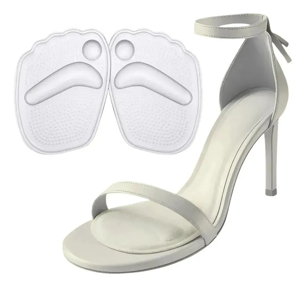 2 Pares Meia Palmilha Antepé Gel Protetor Plantar Calcanhar Transparente