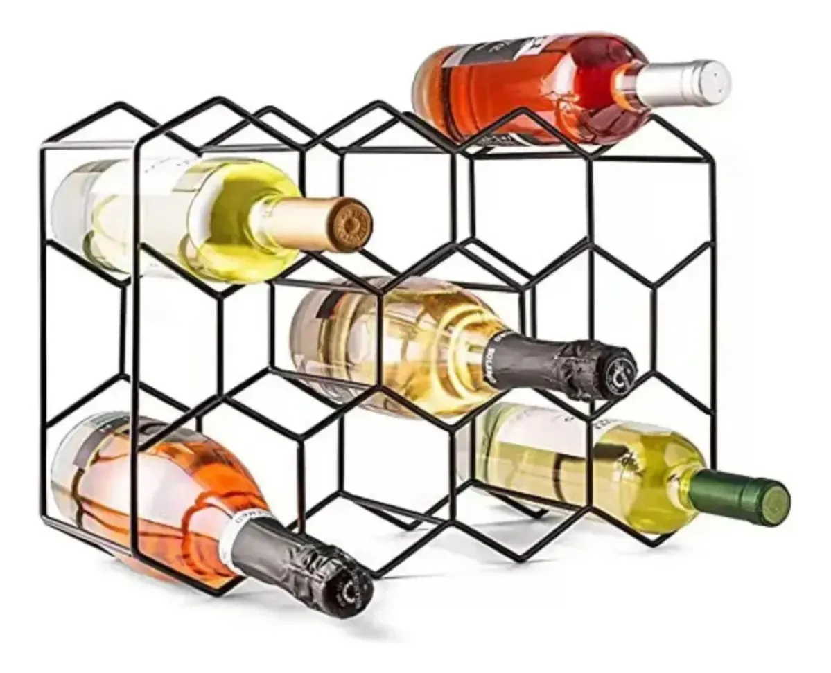 Prateleira de metal dobrável Prateleira de vinho Prateleira de vinho 11 garrafas pretas