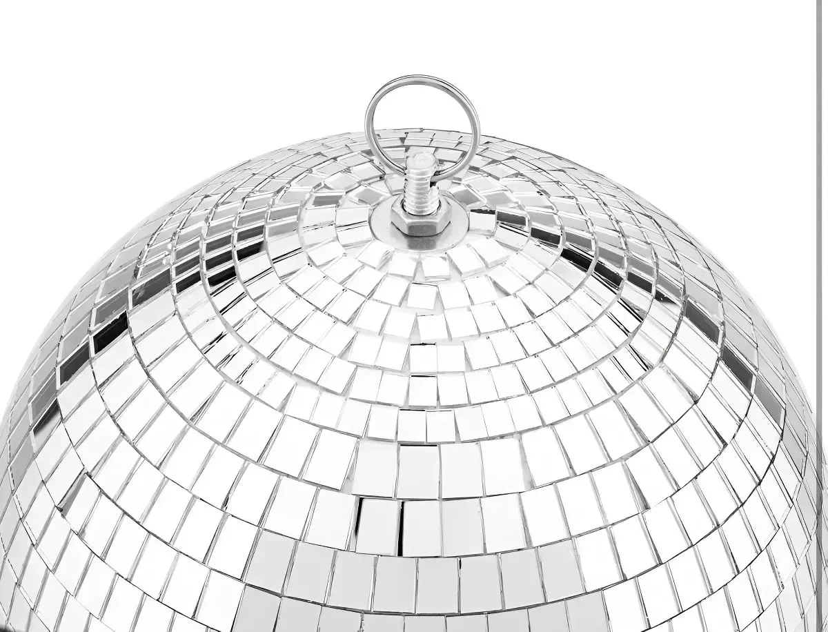 A bola de disco espelhada de 40 cm inclui motor giratório prateado