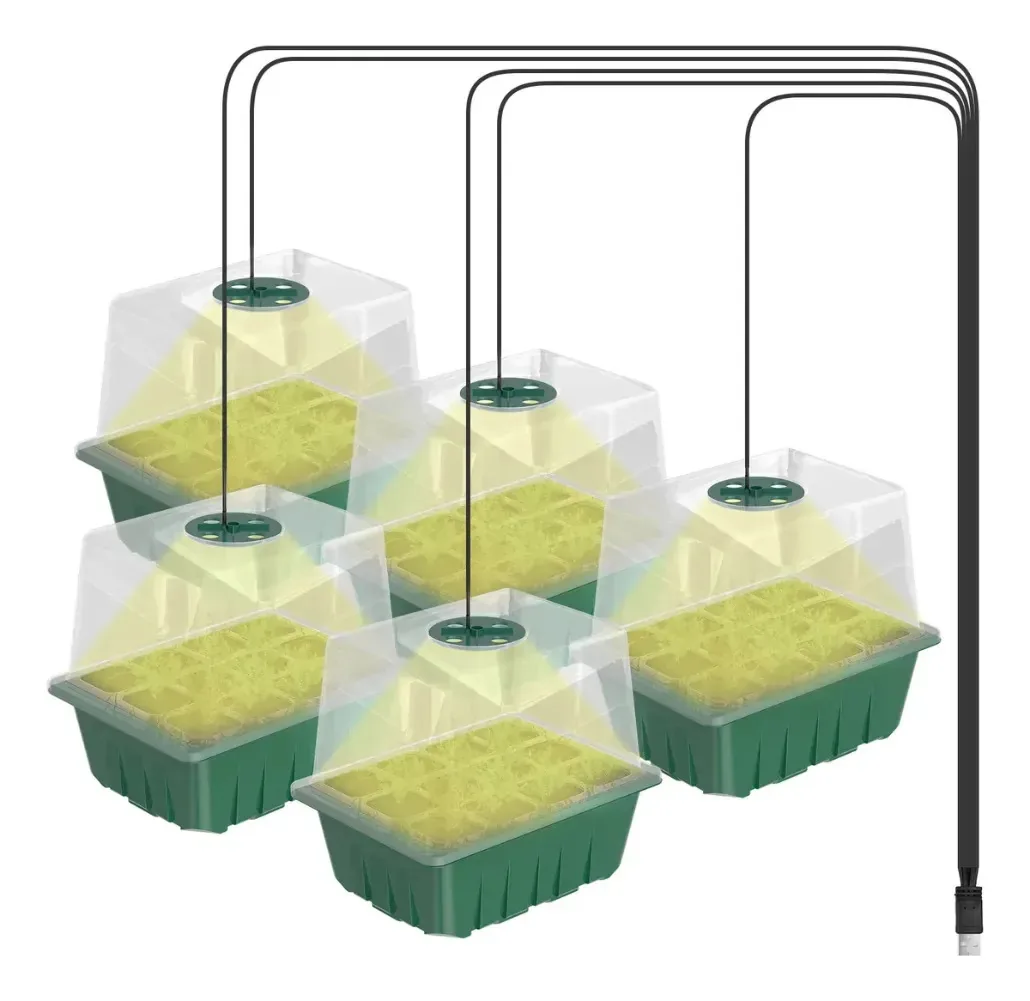 Kit 28 bandejas germinadoras com luz para canteiros