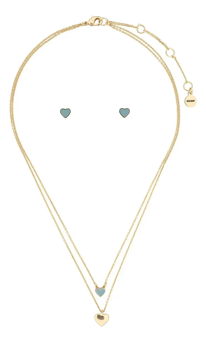 Brincos e colares Boxset Dkny Alloy Gold Metal para mulheres em ouro
