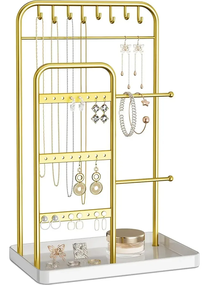 Porta-joias: organizador dourado elegante e funcional