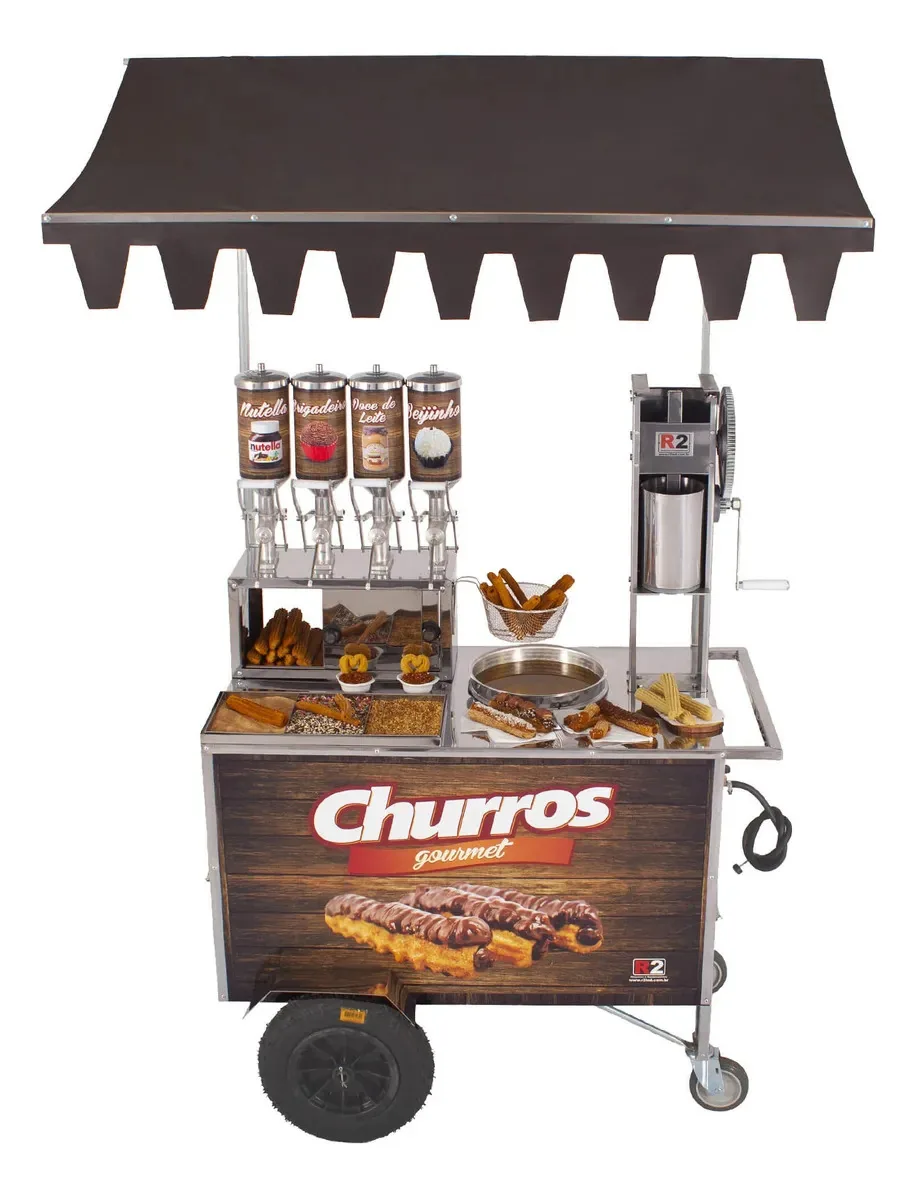 Carrinho Churros Gourmet Top Masseira Engrenag 4 Doceiras R2