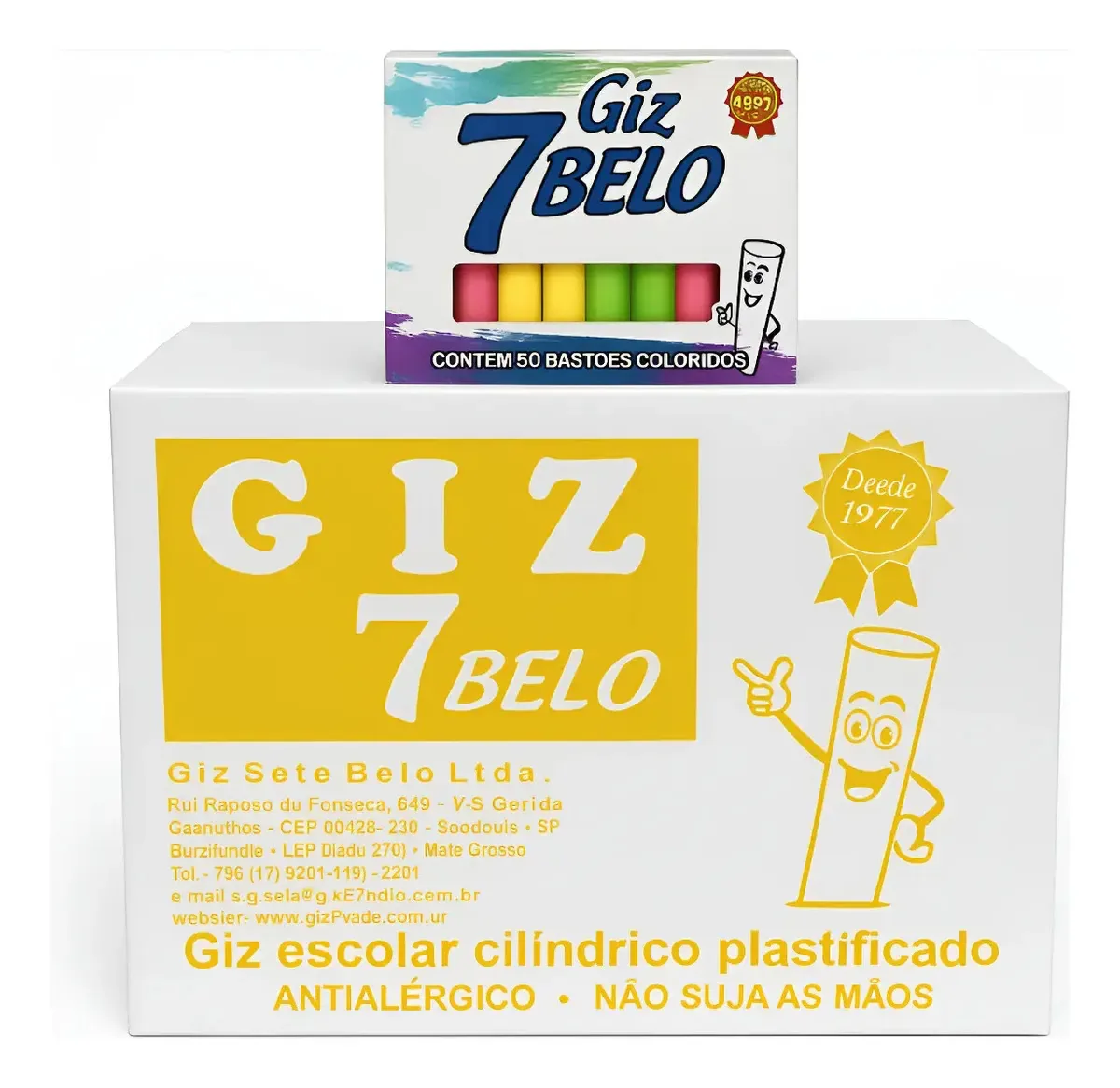 Giz Lousa Escolar Plastificado Colorido 30 Caixas C/ 50 Unid