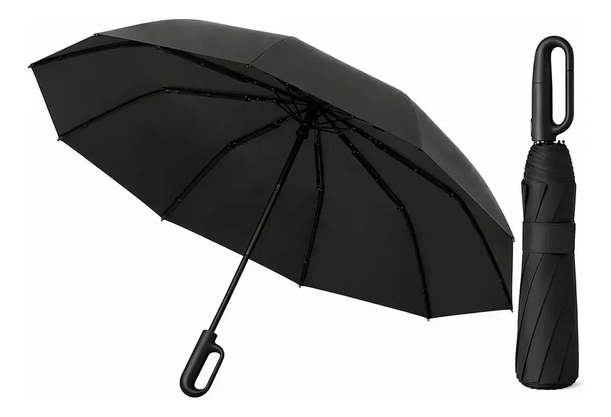 Guarda-chuva automático UV, guarda-chuva, alça de gancho preta