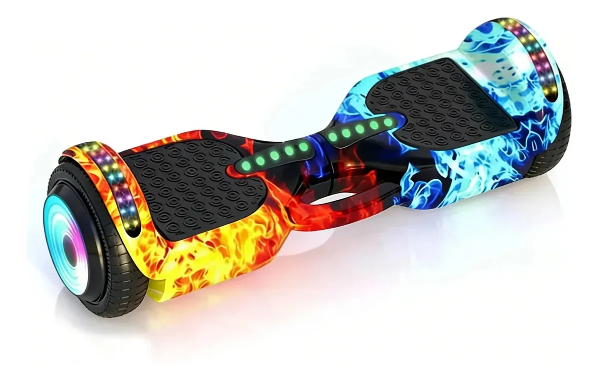Daoyee Hoverboard Elétrico Led Bluetooth Equilíbrio Intelige Azul/vermelho