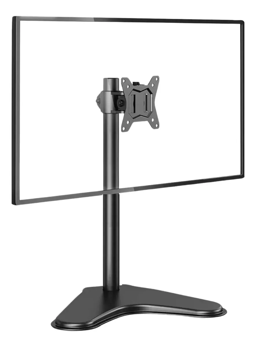 Suporte de monitor simples, braço levantado, suporte de monitor, suporte de base preto