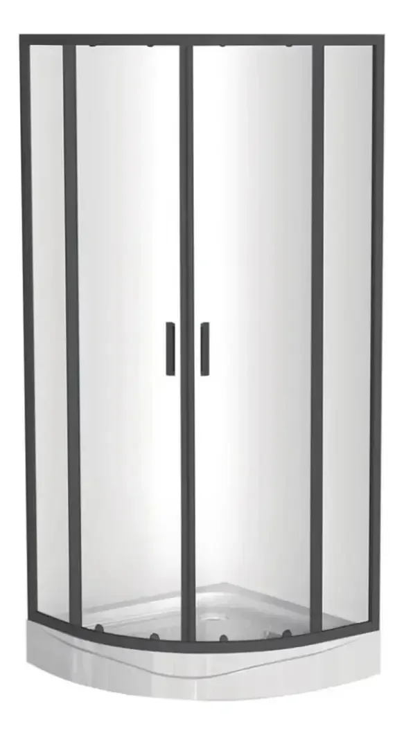 Cabine de duche curva 90 x 90 x 200 cm com moldura preta transparente
