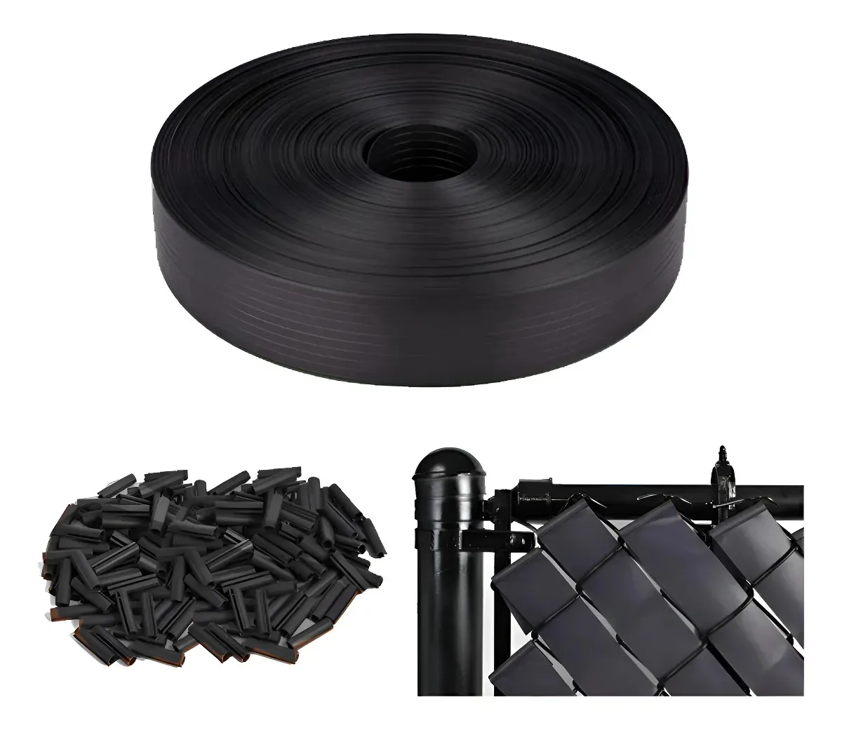 A fita de vedação de plástico para 3 m2 inclui broches de privacidade de PVC para jardim, cerca de privacidade, 50 m x 4,7 cm, barra dupla com 70 clipes para deck, pátio, varanda, preta