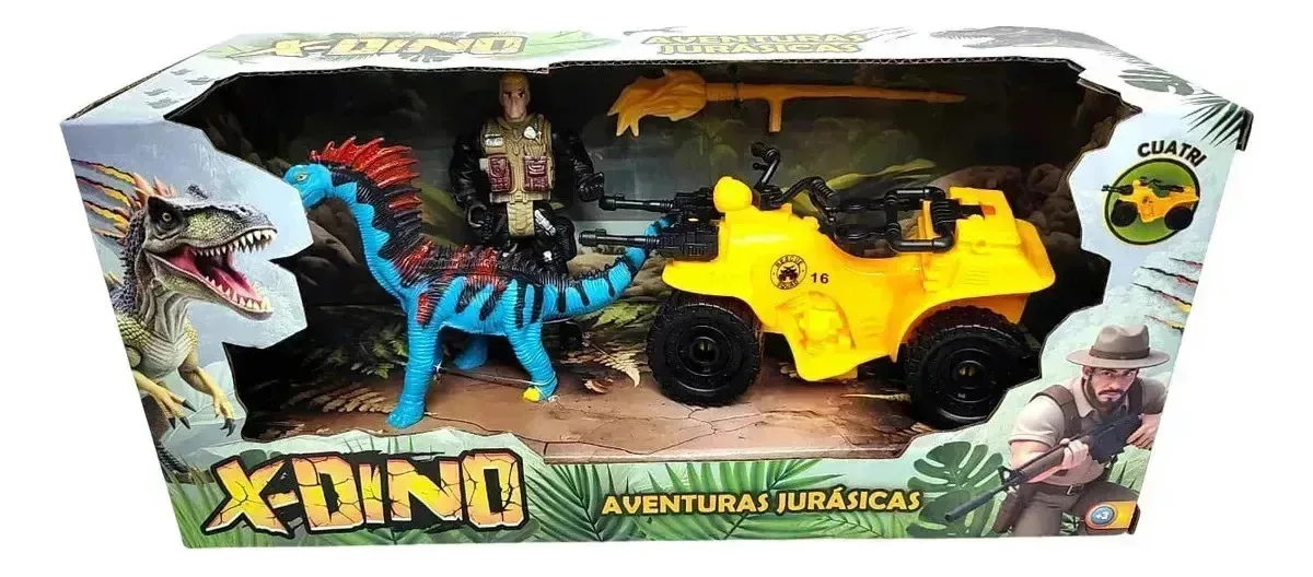 Boneco Playset Dino com quadriciclo colorido