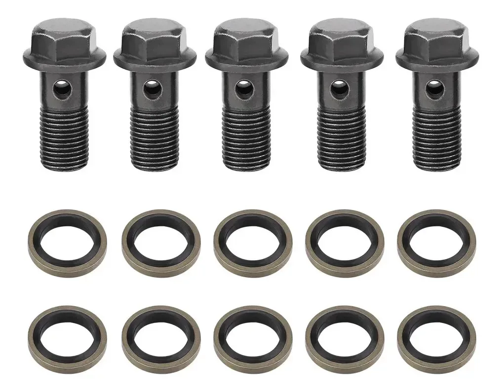 Lavadora Qiilu Banjo Bolt Crush, 5 parafusos Banjo para motocicleta negra