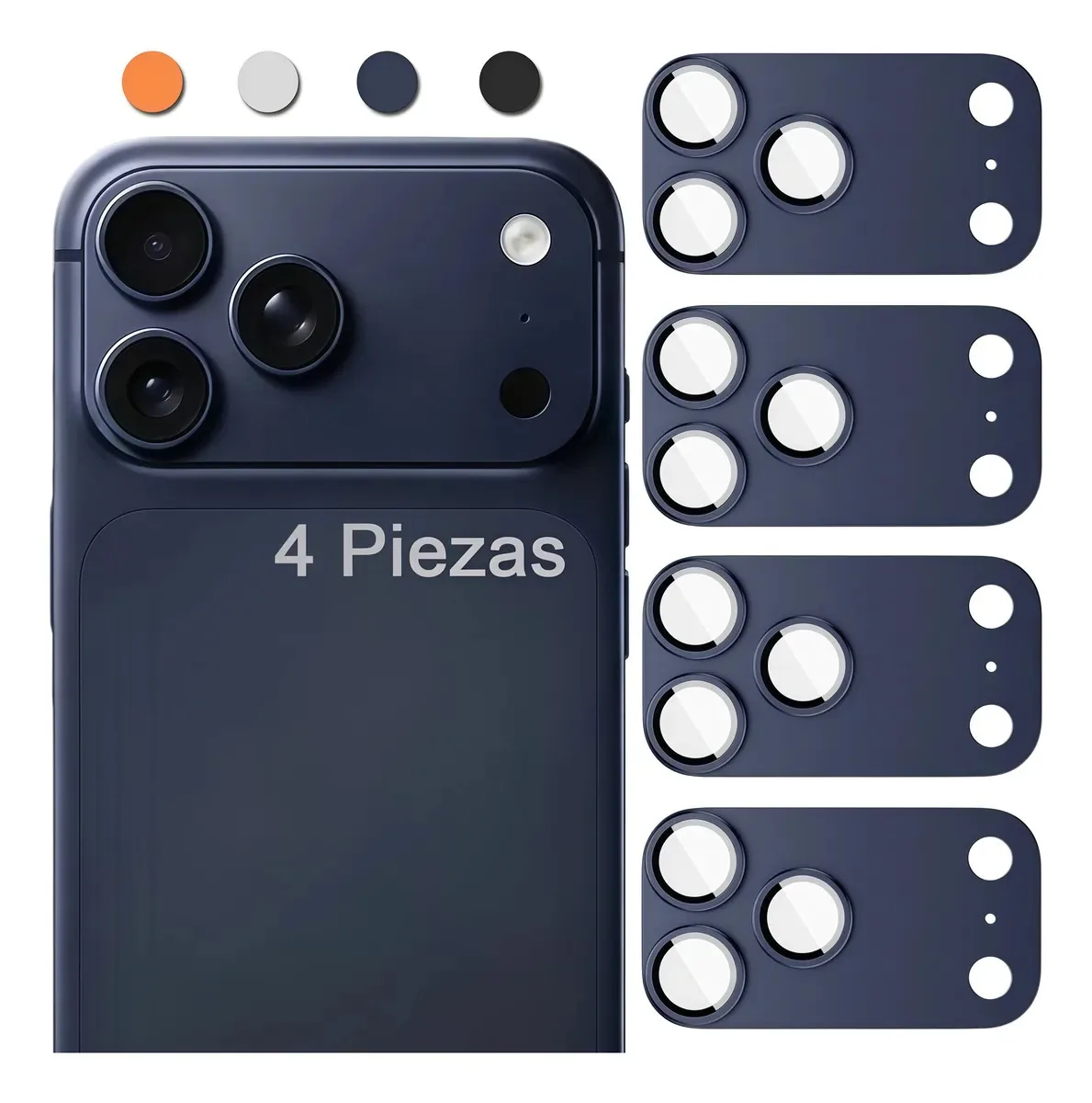 Protetor de câmera Edagyee de 4 peças para iPhone 17 Pro com acabamento metálico azul, protetor de câmera antipoeira, lente HD transparente, molde 1:1, espessura ultrafina de 0,2 mm