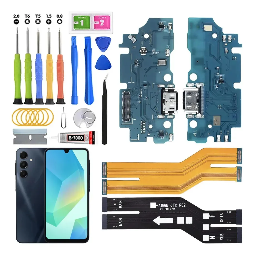 Centro de carregamento para Samsung A16 4G A165f A165m e Main Flex com IC Carregamento rápido com kit de substituição