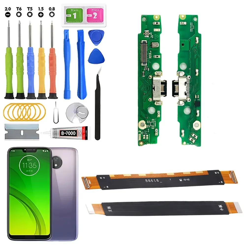 Centro de carregamento para Motorola G7 Power Moto Xt1955 Y Main Flex Con Ic Carga rápida com kit de substituição
