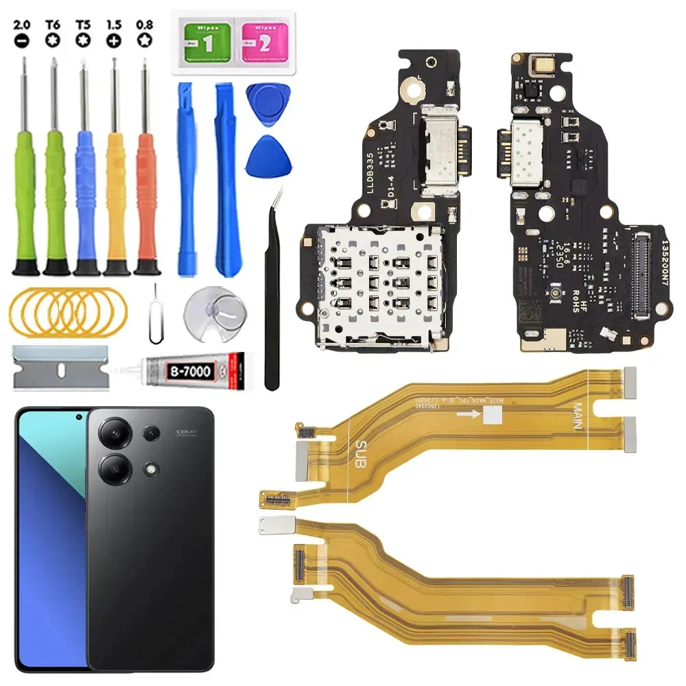 Centro de carregamento para Redmi Note 13 4g 23129raa4g 23124ra7eo 23129ra5fl Y Main Flex Con Ic Carga rápida com kit de substituição