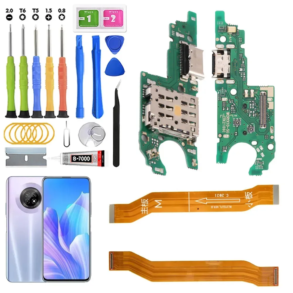 Centro de carregamento para Huawei Y9a Frl-L22/L23/22/23 e Main Flex com carregamento rápido com kit de substituição