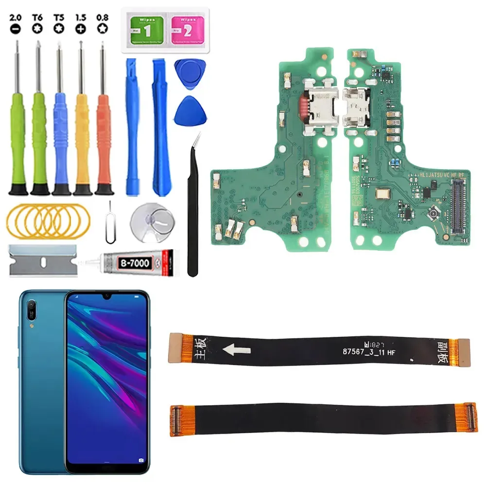 Centro de carregamento para Huawei Y6 2019 MRD-LX1f/LX1/LX3/LX1n Y Main Flex com Ic Carregamento rápido com kit de substituição