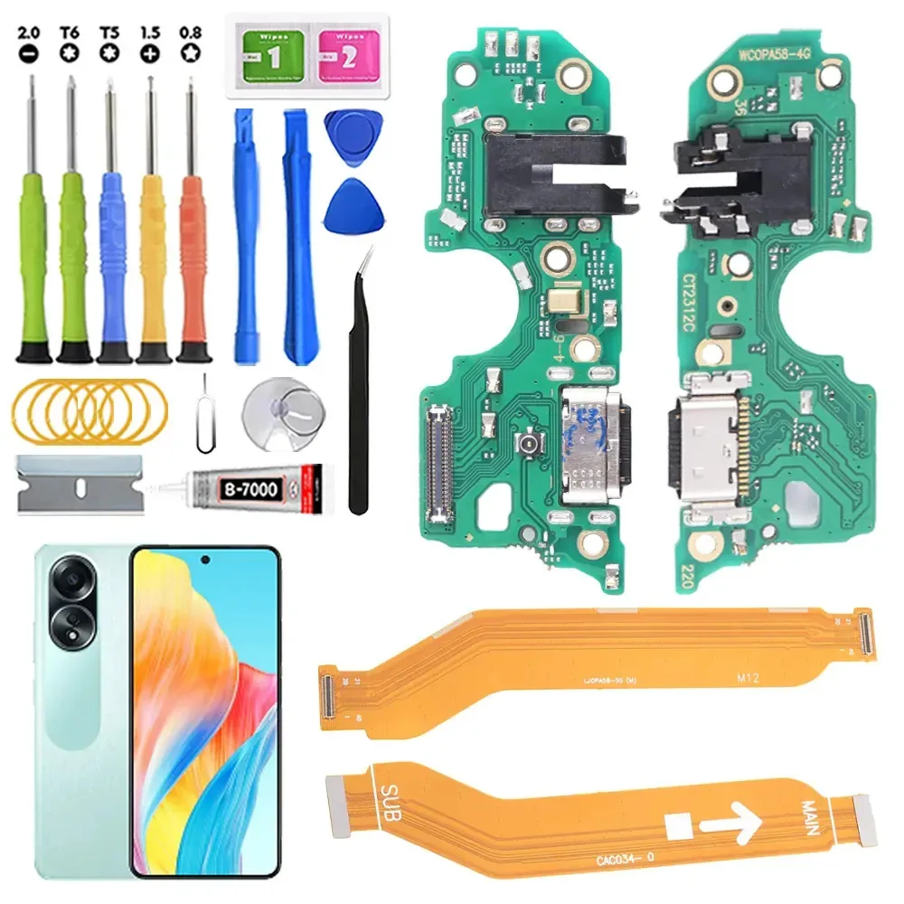 Centro de carregamento para Oppo A58 4g Cph2577 Y Main Flex com carregamento rápido com kit de substituição