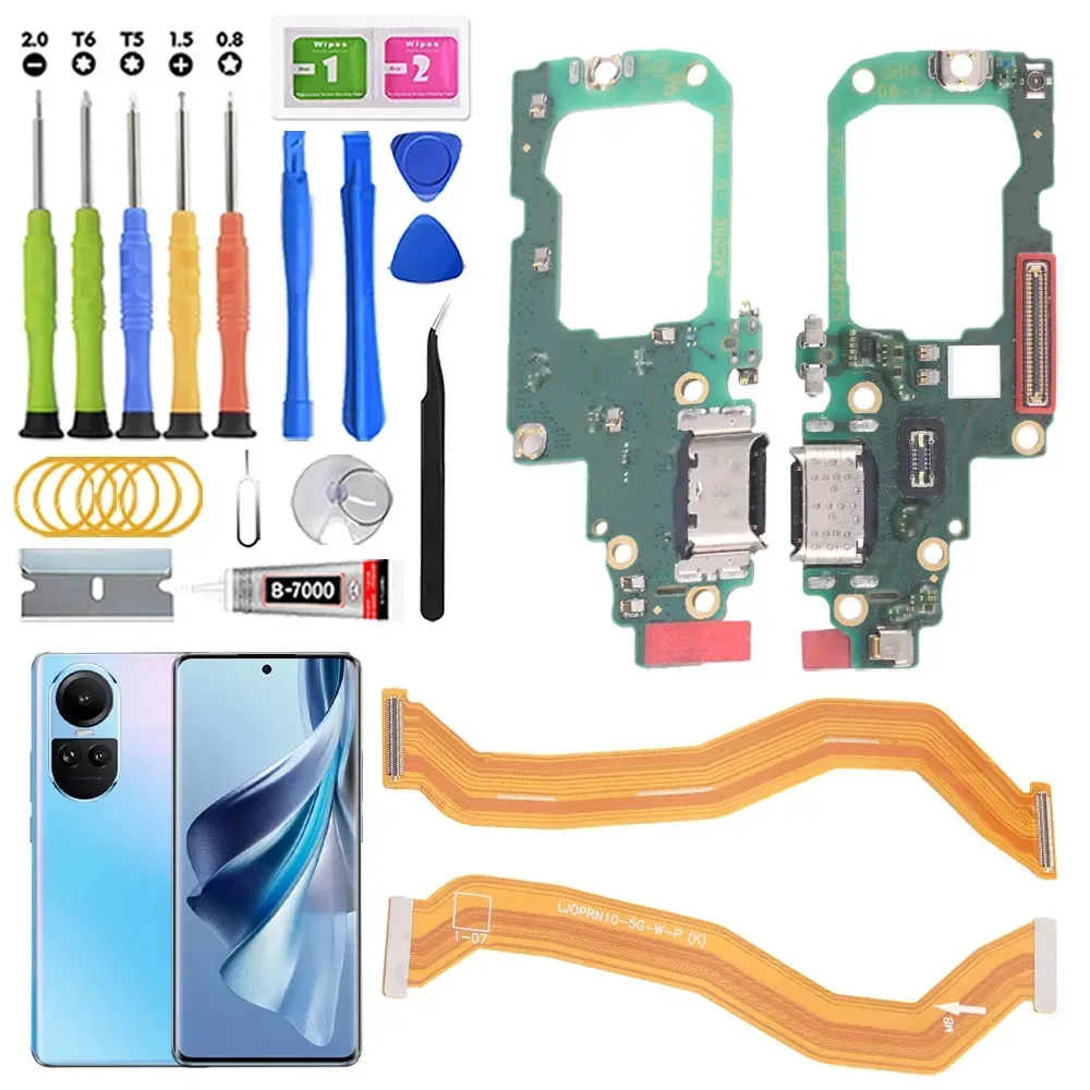 Centro de carregamento para Oppo Reno10 Y Reno 10 5g Cph2531 Y Main Flex Con Ic Carga rápida com kit de substituição