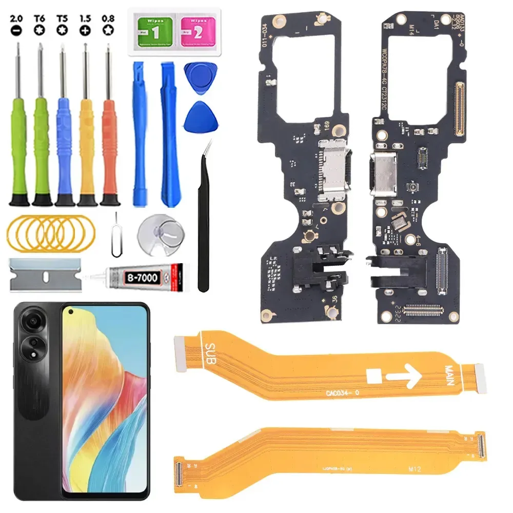 Centro de carregamento para Oppo A78 4g Cph2565 Y Main Flex Con Ic Carga rápida com kit de substituição