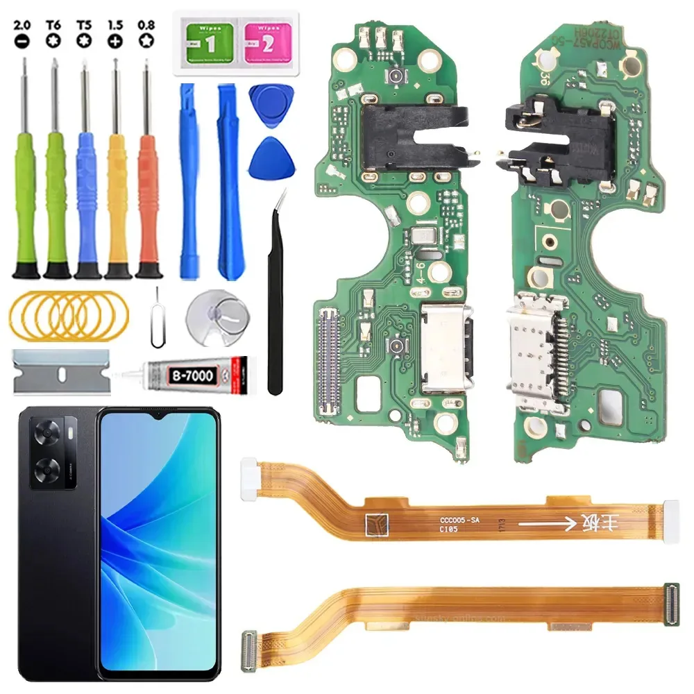 Centro de carregamento para Oppo A57 4/5g Y A77 4/5g Y A57s Cph2387 Cph2385 Cph2339 Cph2385 Y Main Flex Con Ic Carga rápida com kit de substituição