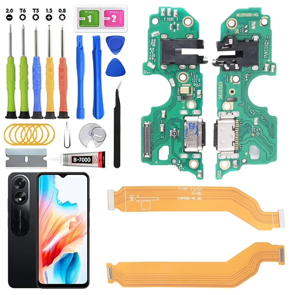 Centro de carregamento para Oppo A38 4g Cph2579 com Main Flex Con Ic Carga rápida com kit de substituição