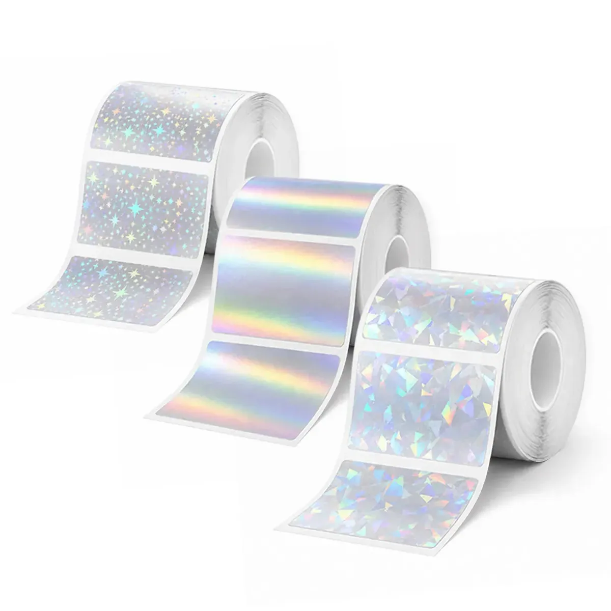 3 rolos de etiquetas térmicas holográficas adesivas 30x50mm