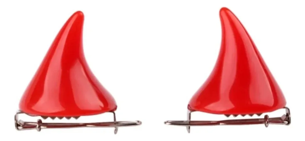 Clipe de cabelo - Broche vermelho vermelho gótico com chifres Diablo Aesthetic