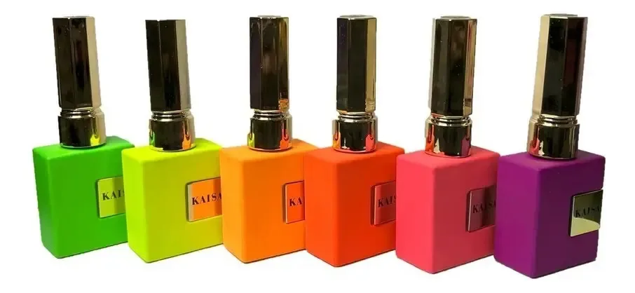 Kit 6 Esmaltes Em Gel Luxo Kaisa 15ml Para Unhas Acrigel Cor Neon