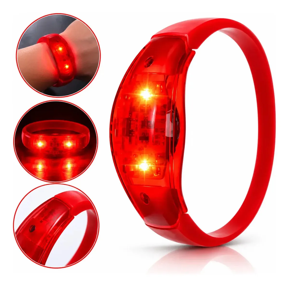 Kit 50 Pulseiras Led Coloridas Ativada Por Som Batida Festa Cor Vermelho