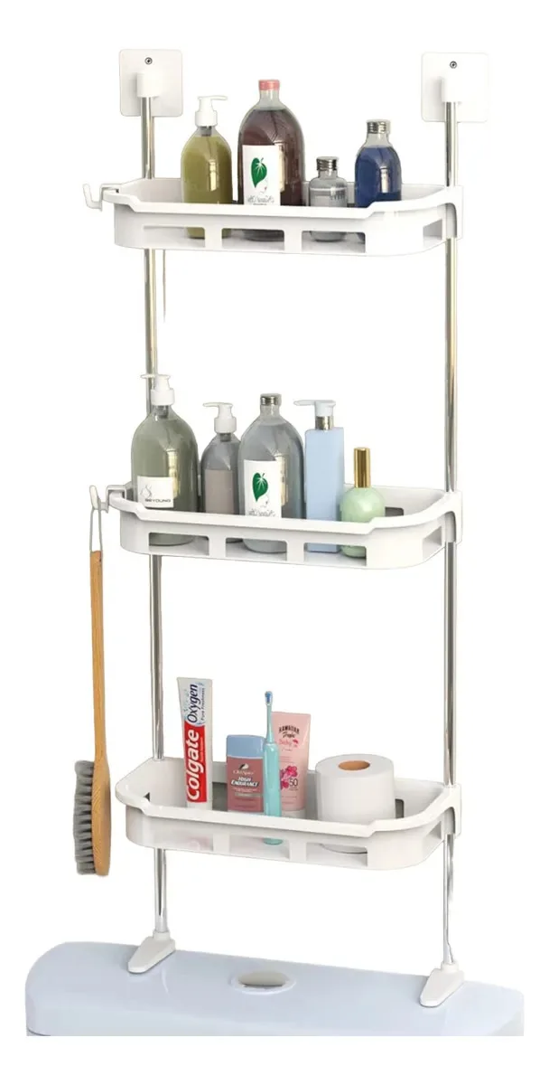 Prateleira organizadora, vaso sanitário, banheiro, cozinha, prateleira de 3 camadas, branca