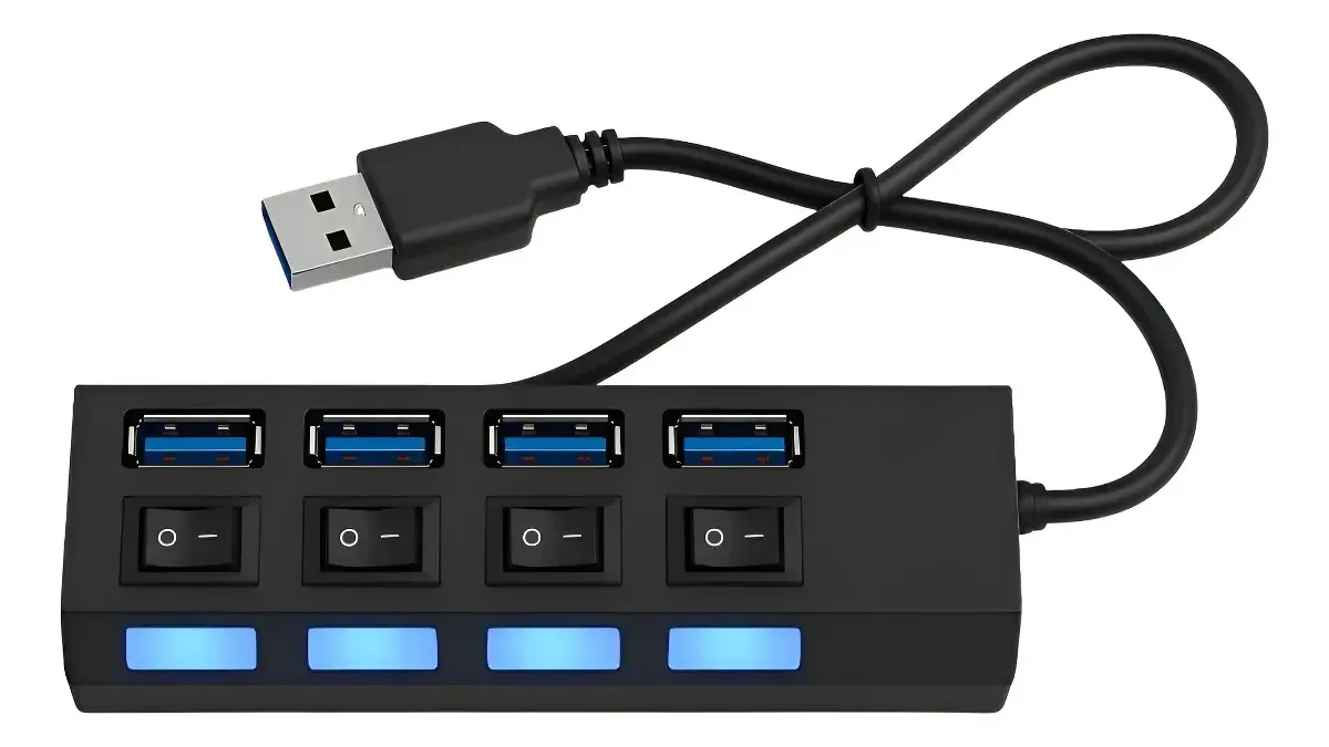 Extensor Hub Usb 2.0 4 Entradas Com Botão Liga/desliga